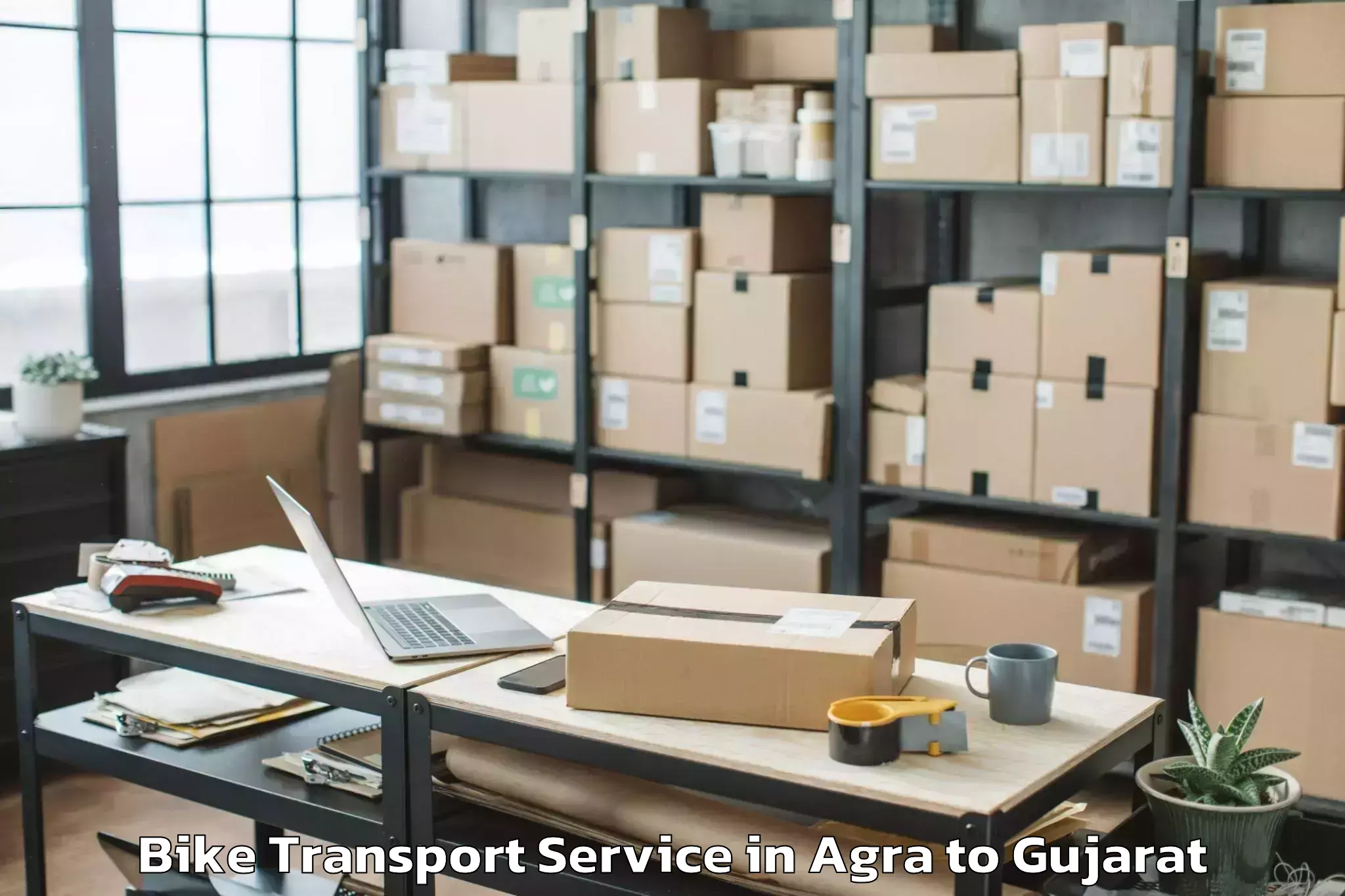 Book Agra to Rk University Rajkot Bike Transport Online